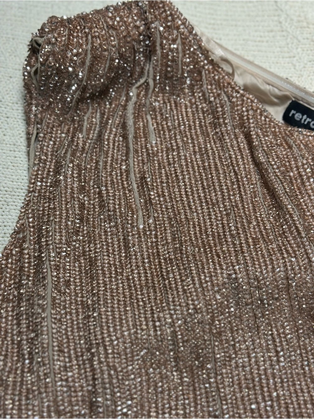Retrofete Taupe Sequin Dress Sz M - Picture 6 of 13